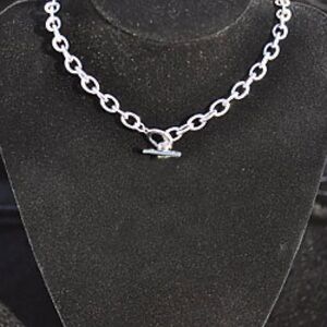 24kt plate Gold White Tiffany Style Toggle Necklace Bracelet Adjustable Chains